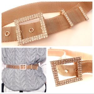 Zara Rose Gold Chain Belt with Rhinestone Buckle